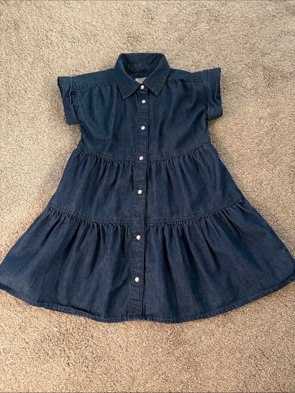 Crewcuts girls Dark Blue Tiered Denim Dress 5